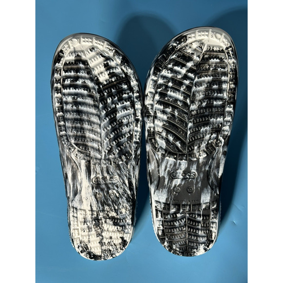 CROCS Classic Marbled Sandal Slide Tie Dye Black White Double Strap M13 NEW - Picture 2 of 5